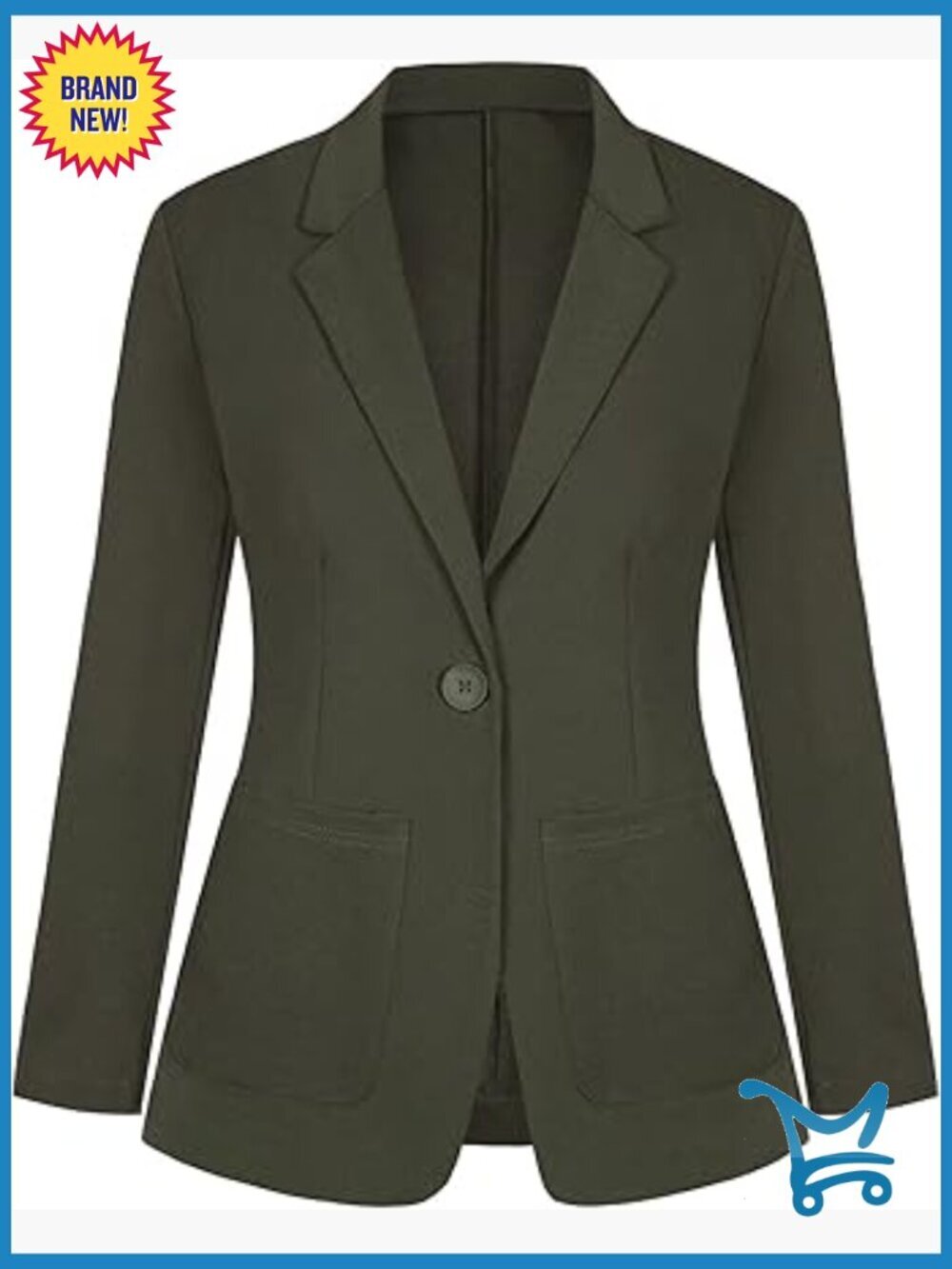 Long Sleeve Button Front Blazer Notch Lapel Casual Work Office Suit Jacket with